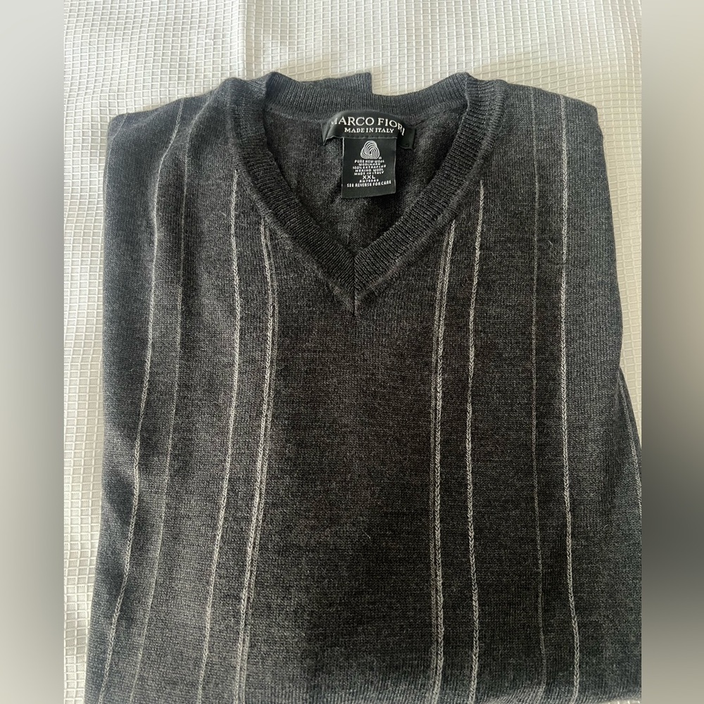 Marco Fiori Charcoal V-Neck Sweater for Men